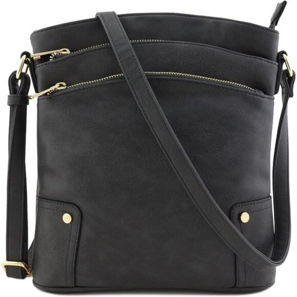 Handbags - Triple Zip Pocket Large Crossbody Bag